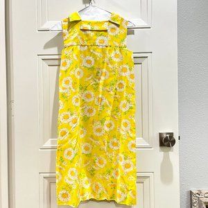 60's Bright Yellow Floral Sleeveless Sun Dress